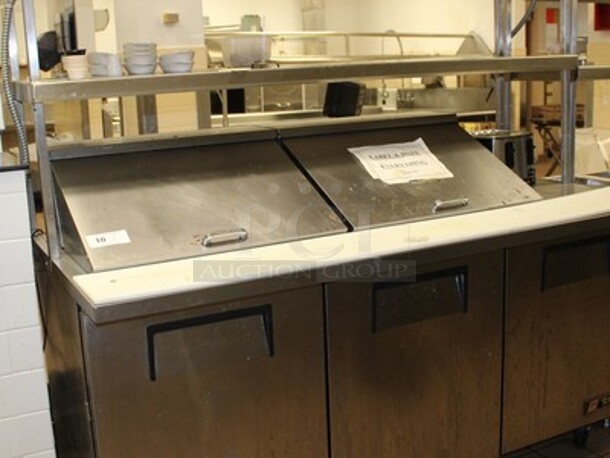 True Model TSSU-72-24M-B-ST Stainless Steel Commercial Sandwich Salad Bain Marie Mega Top With Hatco Model GRAH-60 Food Warmer, 2 Overshelves, And Cutting Board On Commercial Casters. 115 Volts. 1 Phase. Working Before Business Closed! 72x35x70 - Image 1 of 12