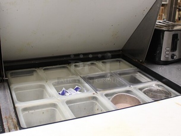 True Model TSSU-72-24M-B-ST Stainless Steel Commercial Sandwich Salad Bain Marie Mega Top With Hatco Model GRAH-60 Food Warmer, 2 Overshelves, And Cutting Board On Commercial Casters. 115 Volts. 1 Phase. Working Before Business Closed! 72x35x70 - Image 7 of 12