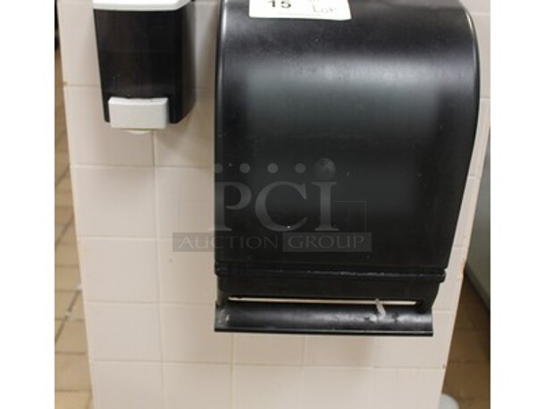 ALL ONE MONEY! 5 Commercial Paper Towel Dispensers and 5 Commercial Hand Soup Dispensers. BUYER MUST REMOVE!
