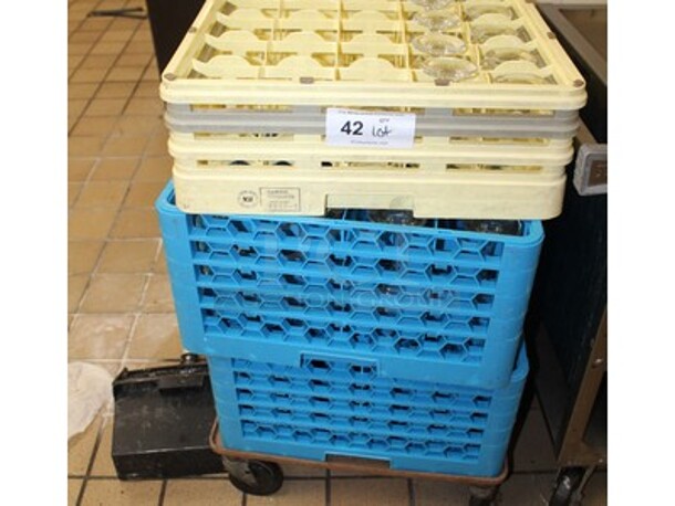 ALL ONE MONEY! Lot Includes 3 Dish Caddies, Wine Glasses, and Dish Caddy Dolly - Image 1 of 1