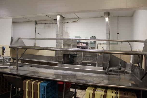 CMA Model EST-66 Stainless Steel Commercial Conveyor Dishwasher With Drainboards, Overshelf, and Hatco Water Booster. Left Drain Board: 95x29x38, Dishwasher: 83x25x70, Right L Shaped Drain Board: 90x154x72. Winning Bidder Can Take What They Want From Lot. BUYER MUST REMOVE! - Image 3 of 10
