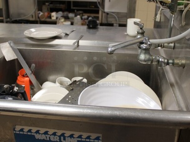 CMA Model EST-66 Stainless Steel Commercial Conveyor Dishwasher With Drainboards, Overshelf, and Hatco Water Booster. Left Drain Board: 95x29x38, Dishwasher: 83x25x70, Right L Shaped Drain Board: 90x154x72. Winning Bidder Can Take What They Want From Lot. BUYER MUST REMOVE! - Image 10 of 10