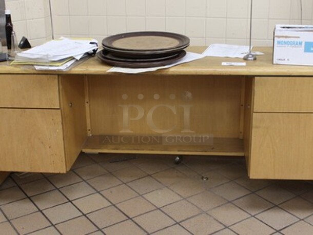 ALL ONE MONEY! Desk, Serving Trays, and More! Desk is 74x18x30 - Image 1 of 3