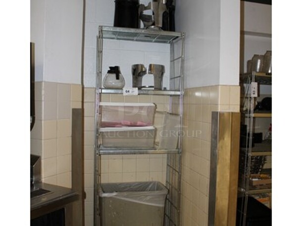 ALL ONE MONEY! 3 Shelf Rack, Bins, Drink Dispensers, Coffee Pot, and Trash Can! Rack is 24x12x75 - Image 1 of 1