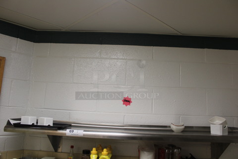 Stainless Steel Shelf. Includes Contents! 60x10x8. BUYER MUST REMOVE!