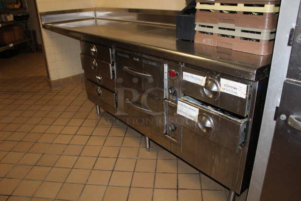 Wells Model RW-26 Stainless Steel Commercial Warming Cabinets, With Utensils and Stainless Steel Table Top. 1 Phase.120 Volt. 114x30x30. BUYER MUST REMOVE!