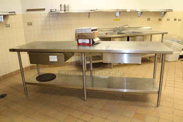 Triad Brand Stainless Steel Table With 2 Drawers. Includes Contents! 96x30x36