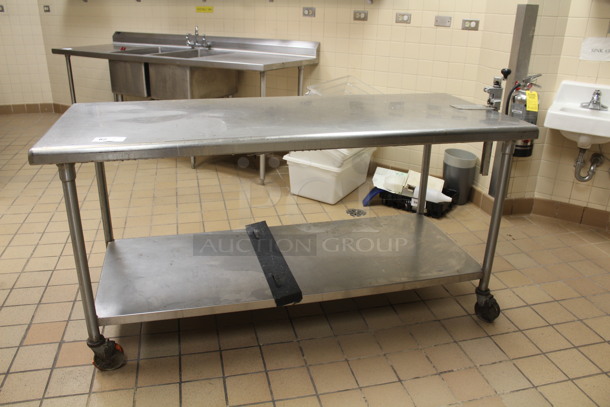 Stainless Steel Table On Commercial Casters With Commercial Can Opener. 72x30x35