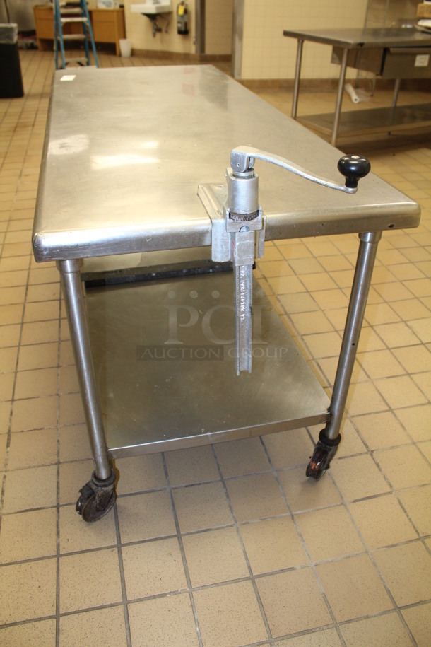 Stainless Steel Table On Commercial Casters With Commercial Can Opener. 72x30x35 - Image 2 of 3