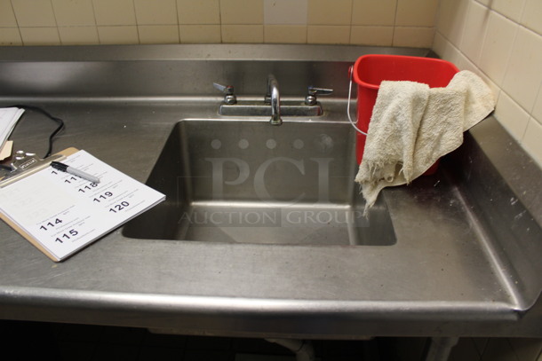 Stainless Steel Table With Single Bay Sink. Contents Not Included! 114x28x36. BUYER MUST REMOVE! - Image 2 of 5