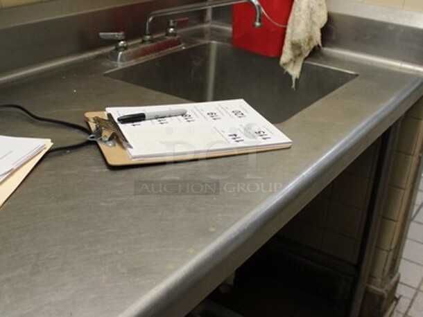 Stainless Steel Table With Single Bay Sink. Contents Not Included! 114x28x36. BUYER MUST REMOVE! - Image 5 of 5