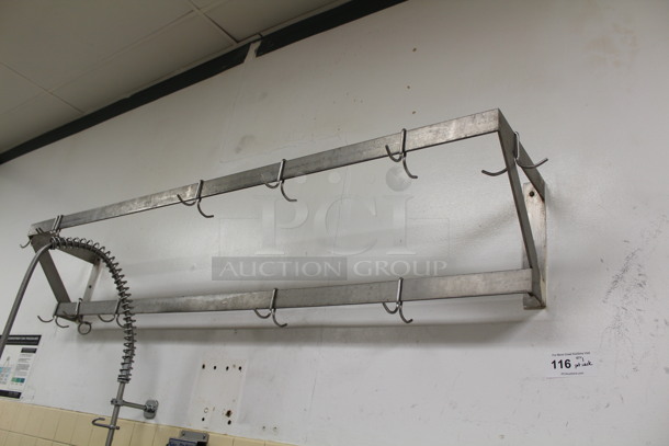 Wall Mount Pot Rack. Approximately 6' Long. BUYER MUST REMOVE!