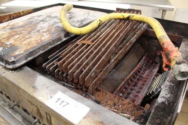 Stainless Steel Commercial Griddle With Gas Hose On Equipment Stand. Parts Only! 36x30x40 - Image 2 of 4