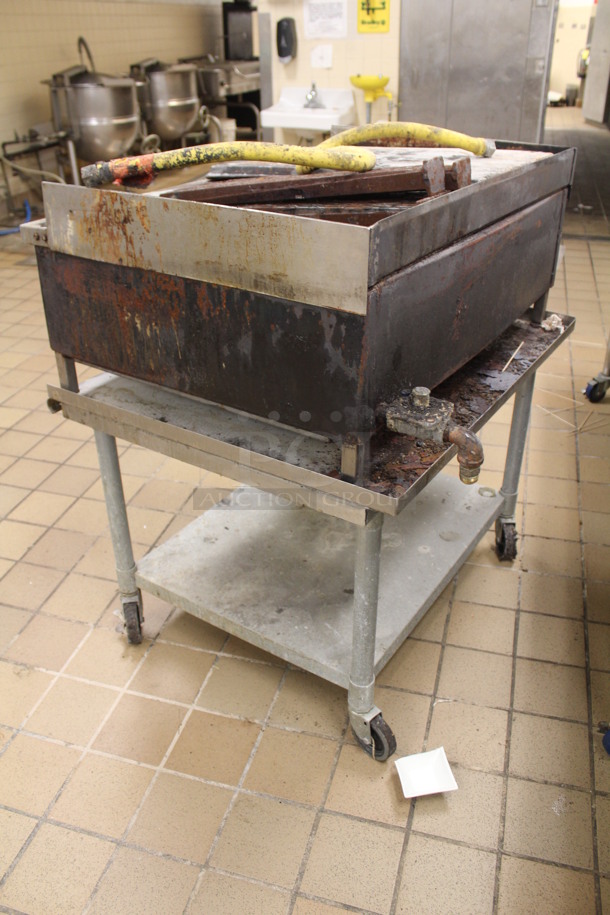 Stainless Steel Commercial Griddle With Gas Hose On Equipment Stand. Parts Only! 36x30x40 - Image 3 of 4