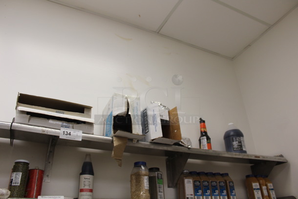 Stainless Steel Shelf With Contents. 60x10x10. BUYER MUST REMOVE! - Image 1 of 1