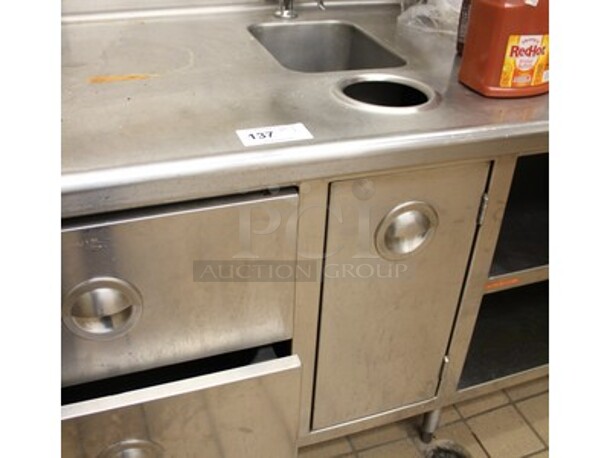 Stainless Steel Table With Sink, 2 Drawers, and Undershelf. 132x29x36. BUYER MUST REMOVE! - Image 4 of 6