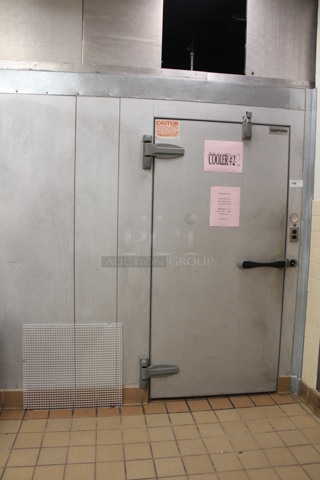 Harford Model Stainless Steel Commercial Walk In Cooler Box With Trenton Model TPLP214MAS1BR2-EC2 Evaporator. Working Before Business Closed! 8'x18'x7.5x. Does Not Include Metros! Condensers Are Above Units! BUYER MUST REMOVE! REFRIGERATION MUST BE REMOVED BY HVAC PROFESSIONALS! 