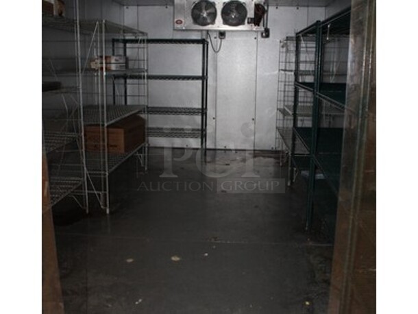 Harford Model Stainless Steel Commercial Walk In Freezer Box With Trenton Model TPLP214MAS1BR2-EC2 Evaporator. Working Before Business Closed! 8'x18'x7.5x. Does Not Include Metros! Condensers Are Above Units! BUYER MUST REMOVE! REFRIGERATION MUST BE REMOVED BY HVAC PROFESSIONALS!  - Image 3 of 9