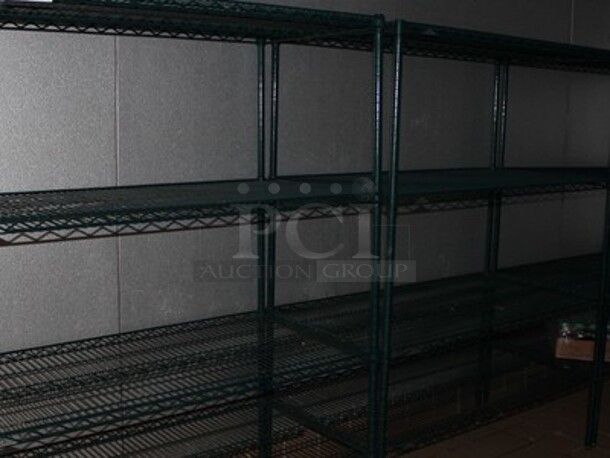 6 Commercial Metro Green Finish Shelving Units. Includes Contents! 46x24x55. 6x Your Bid!