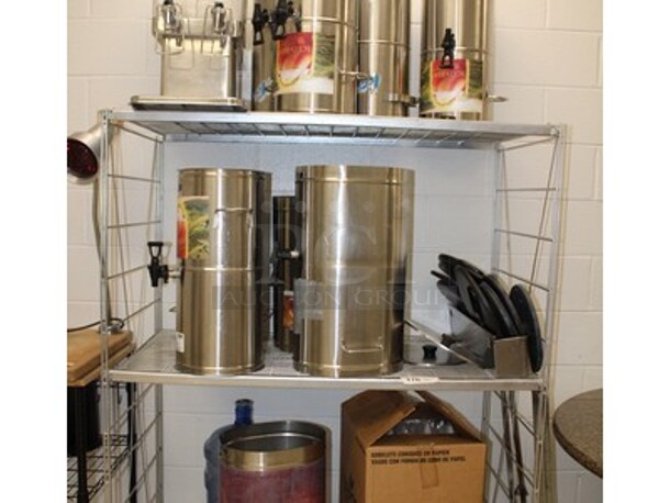 ALL ONE MONEY! Metal Shelving Unit, Tea Dispensers, Cups, and More!
