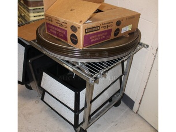 ALL ONE MONEY! Stainless Steel Cart on Casters, Serving Trays, Glass Desert Bowls, and Plastic Bins   - Image 4 of 4