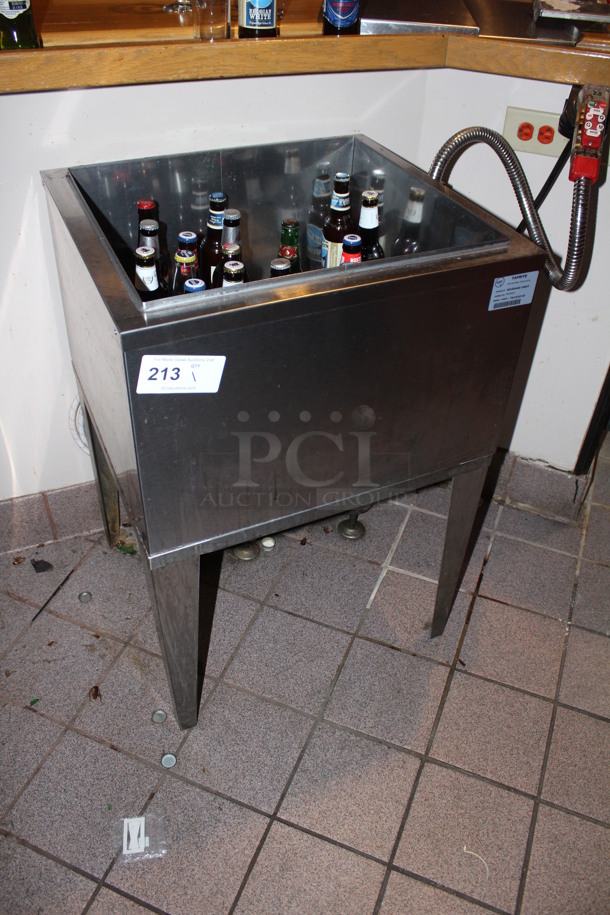 Taprite Model FS-2123-9 Stainless Steel Commercial Ice Bin With Soda Gun. Alcohol Not Included! 23x22x34. BUYER MUST REMOVE!