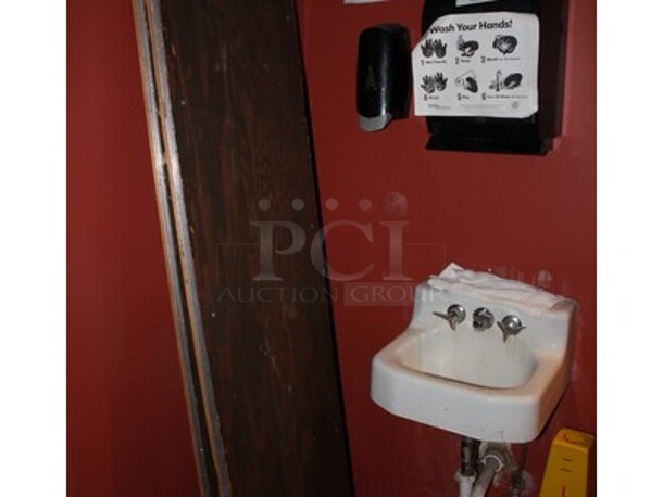 ALL ONE MONEY! Paper Towel Dispenser, Soup Dispenser, Folding Table, and Wet Floor Sign. BUYER MUST REMOVE!