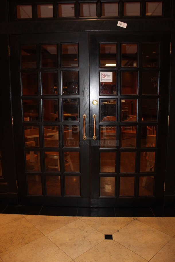 2 Wooden Doors With Glass Panels. Both Doors Together  Are 72x83. 2X Your Bid!. BUYER MUST REMOVE!
