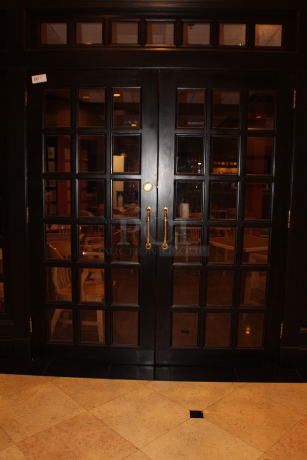 2 Wooden Doors With Glass Panels. Dimensions For Both Doors Are 72x83. 2X Your Bid! BUYER MUST REMOVE!