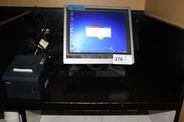 NOM Model 7611-1000-8801 POS Monitor and EPSON Model M129C Printer. 16x13x14