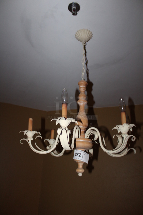 Brown and White Design Chandelier. 22x22. BUYER MUST REMOVE!