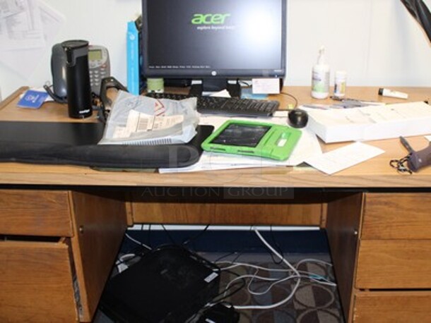 ALL ONE MONEY! Everything In Office! Lots Includes Desk, Acer Monitor, Keyboard, Phone, Vacuum, Bookshelf, and More! Desk is 60x30x28.5. Winning Bidder Can Take What They Want From Lot! - Image 2 of 5