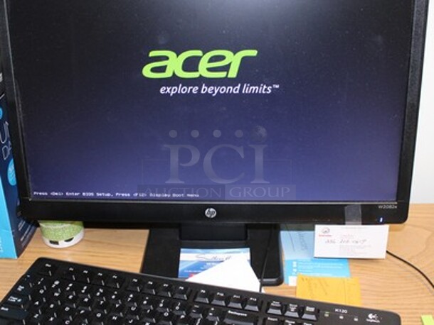 ALL ONE MONEY! Everything In Office! Lots Includes Desk, Acer Monitor, Keyboard, Phone, Vacuum, Bookshelf, and More! Desk is 60x30x28.5. Winning Bidder Can Take What They Want From Lot! - Image 3 of 5