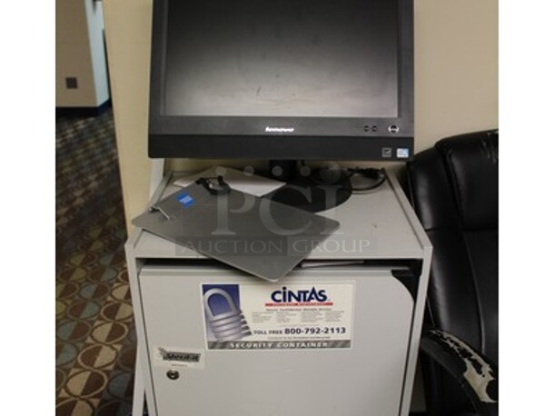 ALL ONE MONEY! Contents In Office! Lot Includes, Desk, Chairs, Filing Cabinet, 3 Various Monitors, and More! Desk is 42x30x30 - Image 6 of 6