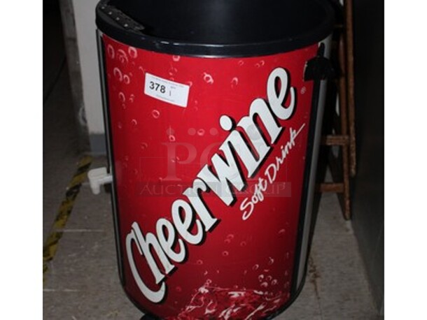 Cheerwine Beverage Merchandiser on Wheels. 23x23x35