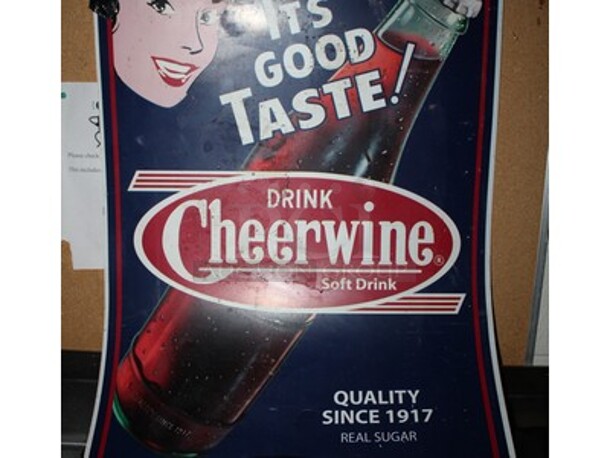 Vintage Cheerwine Beverage Sign! 23x30