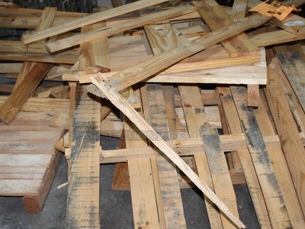 ALL ONE MONEY! Lot Of Wood and Wooden Pallets! Winning Bidder Can Take What They Want From Lot!