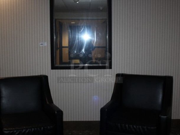 ALL ONE MONEY! 2 Black Leather Chairs and Mirror! BUYER MUST REMOVE! Winning Bidder Can Take What They Want From Lot!