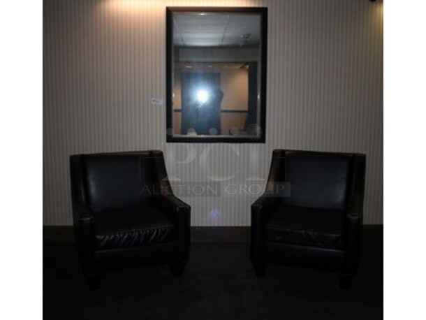 ALL ONE MONEY! 2 Black Leather Chairs and Mirror! BUYER MUST REMOVE! Winning Bidder Can Take What They Want From Lot!