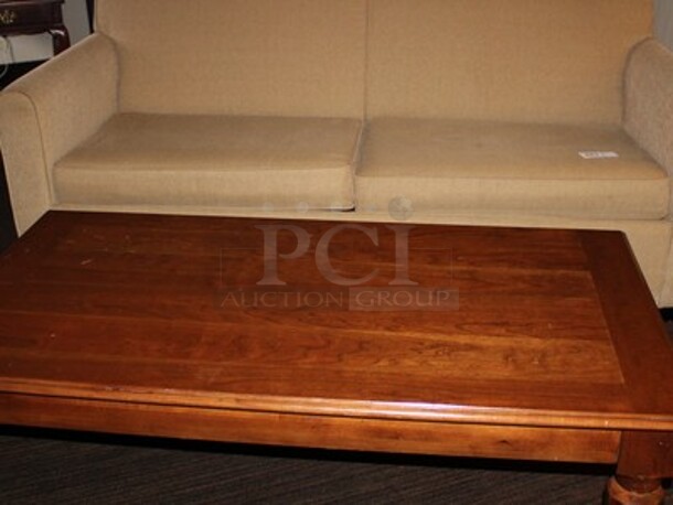 Pull Out Sofa Bed and Wooden Coffee Table! BUYER MUST REMOVE! Winning Bidder Can Take What They Want From Lot!