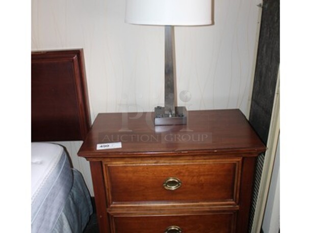 Wooden Night Stand With Drawers and Lamp! 30x18x30. BUYER MUST REMOVE! Winning Bidder Can Take What They Want From Lot!