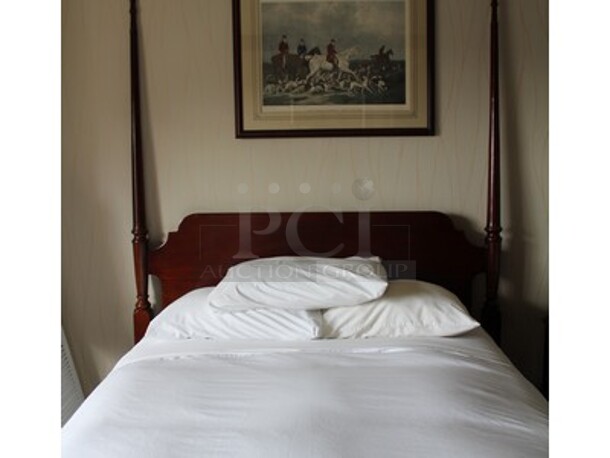 Contents In Suite! Includes 2 Wooden Bed Frame Sets for Double Sized Mattresses, End Table, Lamp, Phone, Table with 2 Chairs, Wooden Desk With Glass Top and Drawers, Pictures, and Wooden TV Stand/Cabinet! Does Not Include Mattresses! BUYER MUST REMOVE! Winning Bidder Can Take What They Want From Lot! - Image 3 of 9