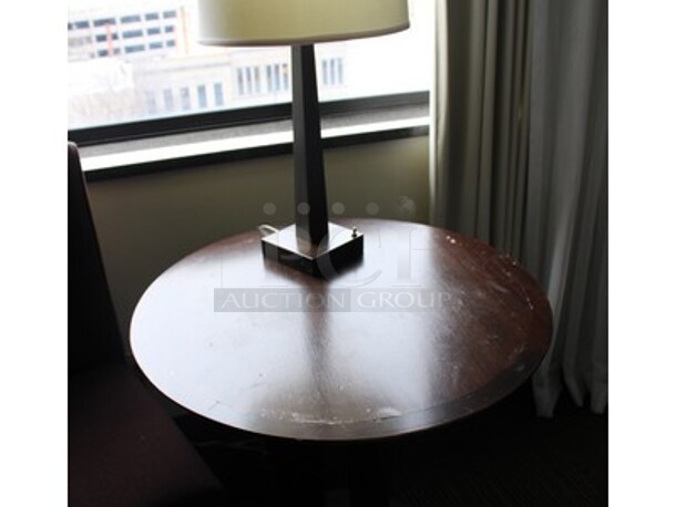 Contents In Suite! Includes 2 Wooden Bed Frame Sets for Double Sized Mattresses, End Table, Lamp, Phone, Table with 2 Chairs, Wooden Desk With Glass Top and Drawers, Pictures, and Wooden TV Stand/Cabinet! Does Not Include Mattresses! BUYER MUST REMOVE! Winning Bidder Can Take What They Want From Lot! - Image 5 of 9