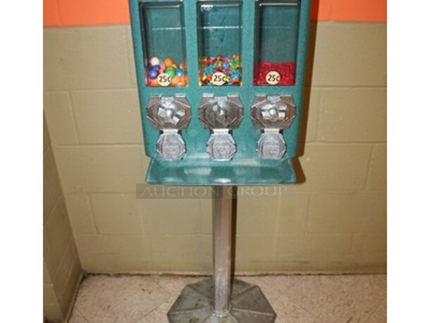 Commercial Triple Candy Vending Machine on Stand! 16x16x27 - Image 1 of 2