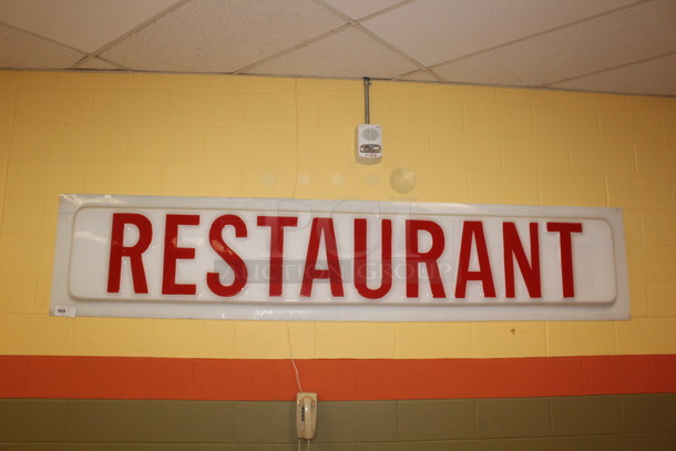 White Plastic Restaurant Sign! 101x4x24 BUYER MUST REMOVE! - Image 1 of 1