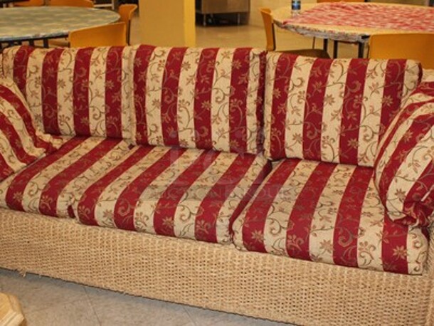 ALL ONE MONEY! Whicker and Rope Style Sofa with Cushions, Chair with Cushions, Ottoman, and Table! BUYER MUST REMOVE! Winning Bidder Can Take What They Want From Lot! - Image 2 of 6