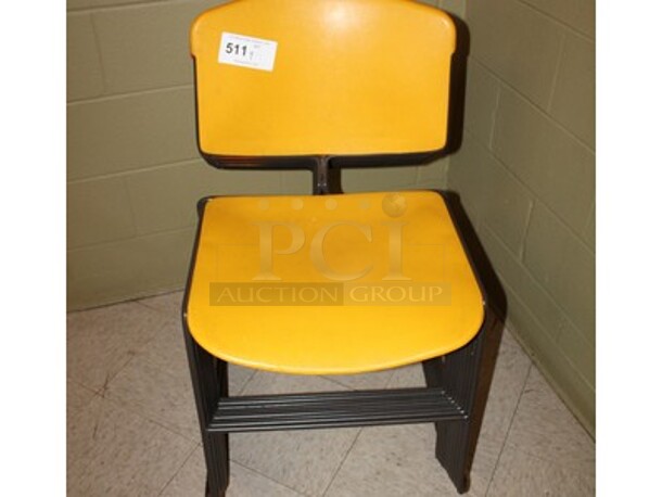 9 Plastic Red and Yellow Cafeteria Style Chairs! 18x16x22. 9x Your Bid! - Image 2 of 2