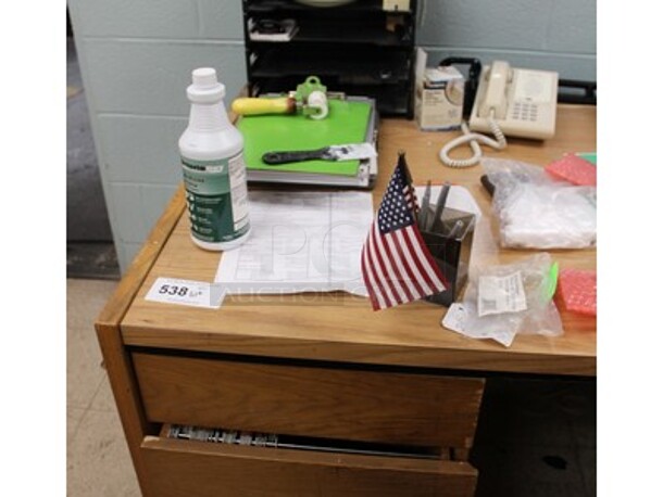 ALL ONE MONEY! Lot Includes Desk, Computer Chair, Phone, File Holders, Pens, Dust Buster and More! - Image 4 of 4