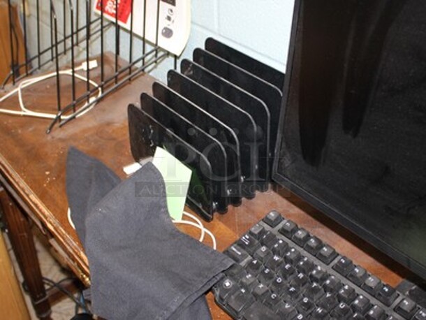 ALL ONE MONEY! Lot Includes Desk, HP24yh Monitor, Dell Keyboard, Mouse, Mouse Pad, and File Holders. Desk is 56x14x26 - Image 2 of 3