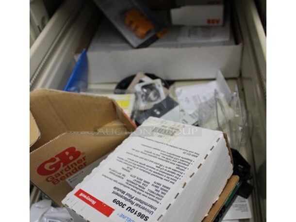 Filing Cabinet and Contents! Lot Includes CO2 Refill Cartridges, Wall Trimmer, and More! - Image 2 of 3